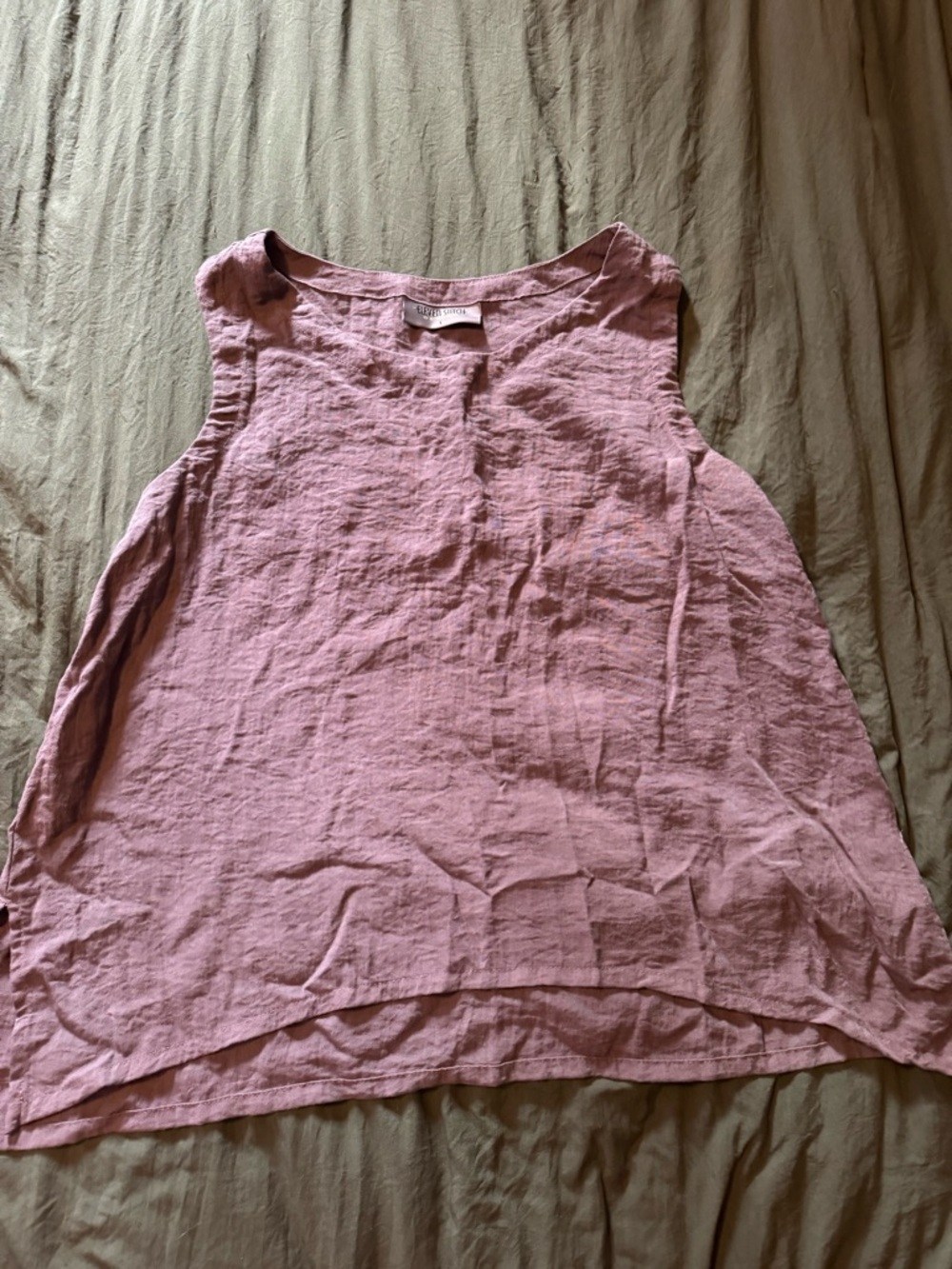 Soft gray Linen-Blend Sleeveless Tank Top